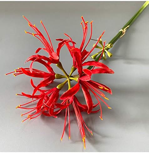 4 Stems 26.38'' Artificial Spider Lily Flowers Lycoris Radiata for Home Garden Decoration Red - Image 5