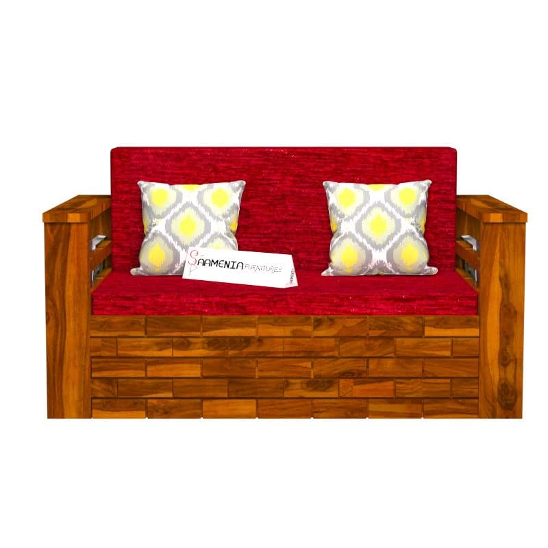 Image of Mamta Furniture Solid Sheesham Wooden 2 Seater Sofa Cum Bed with Storage for Living Room Furniture - Honey Finish