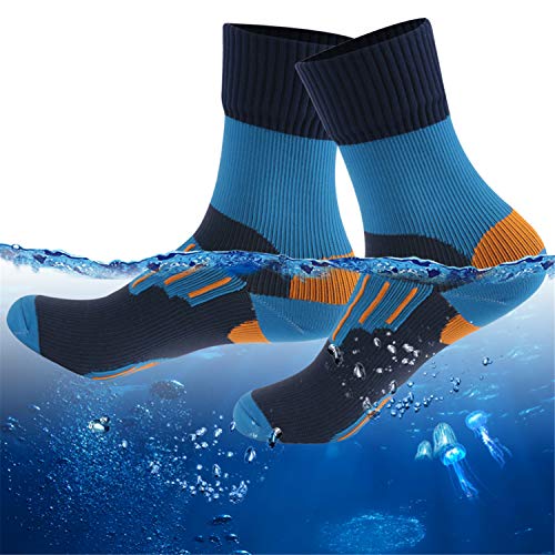 RANDY SUN Mountain Bike Socks, Men s Women s Mid-Calf Waterproof Breathable Socks Father s Day Gifts from Wife, 1 Pair Black&Navy, Medium