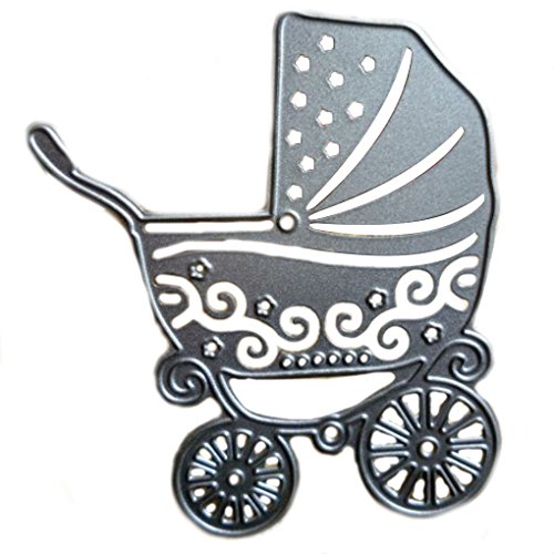 Plantilla de corte con diseño de silla de paseo vintage, de Topker, para manualidades y albumes de recortes