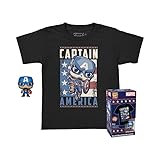 Funko Pocket Pop! & tee: Marvel - Captain America - XL - para Chicos - Avengers - Camiseta, Franela - Ropa con Minifigura De Vinilo Coleccionable - Idea De Regalo - Juguetes Y Camiseta De Manga Corta