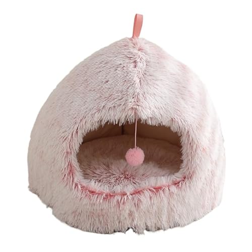 Mizoki ペット用ねこベッド ペット用いぬベッド 長毛ボア保温 半囲み設計 おもちゃ付き 安全感アップ 快適な眠り 猫・犬用