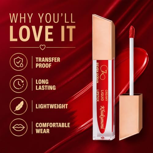 Image of Khukumoni Red Twilight Liquid Lipstick | Waterproof Matte Lipstick for Women | Smudge-Proof, Long Lasting | Daily Use (5ml)