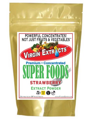 virgin extracts foods super - Virgin Extracts (TM) Pure Premium Organic Freeze Dried Strawberry Extract Powder 25:1 Concentrate SuperFood (25 x Stronger) 16oz Pouch (454 Grams)