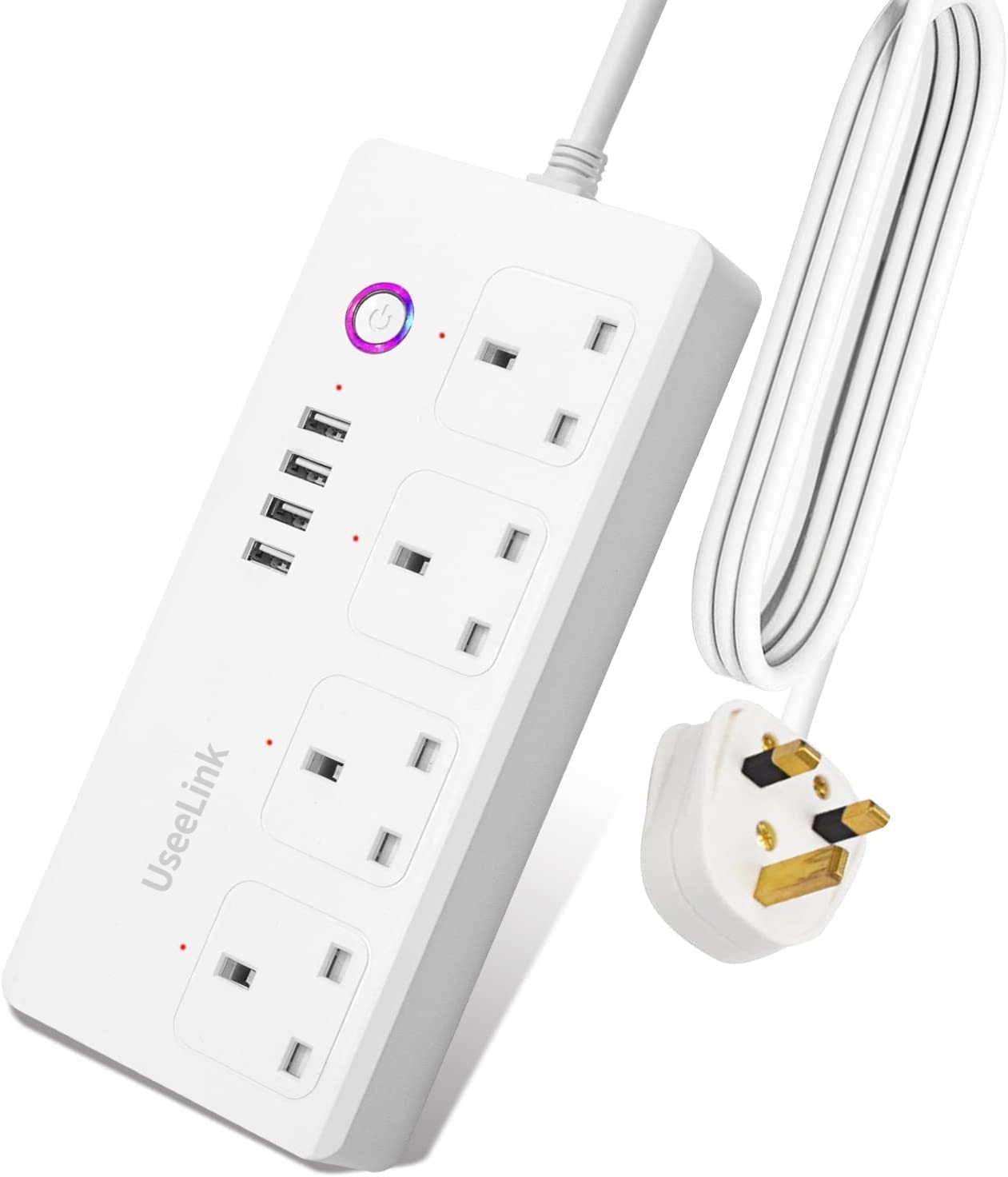 UseeLink Smart Power Strip, WiFi Surge Protector, 5ft Extension Lead, Compatible Alexa/Googglle-Assistant, Support Voice/APP Control, Timing, 2.4Ghz