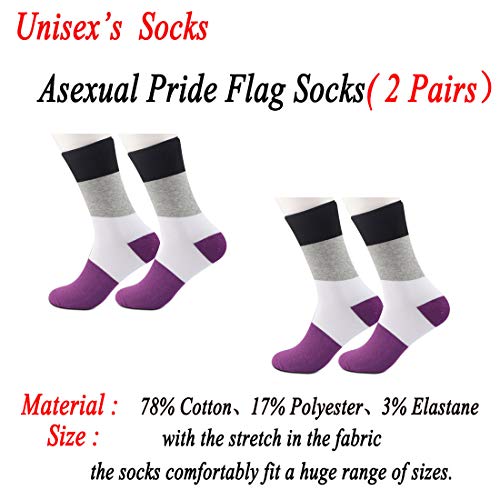 JXGZSO 2 Pairs Asexual Pride Flag Socks Ace Socks (Asexual Pride Flag Socks)2