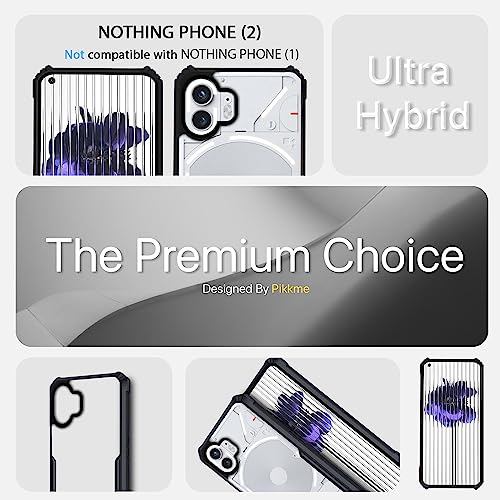 Image of Pikkme Nothing Phone 2 Back Cover | Crystal Clear Transparent Back | Full Camera Protection | Ultra Hybrid | Raised Edge | Bumper Back Case (Black)