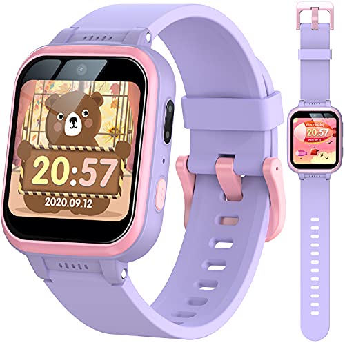 MOPEVIT Kids Smart Watch,Multifunction Rechargeable Touch Screen Toddler Watch with HD Dual Camera,Gaming and Music Player Educational Toys,Christmas Birthday Gifts for Boys Girls Ages 5-12 (Violet)