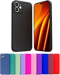 Capa Capinha Case Compatível Apple iPhone 12 Silicone Aveludada Com Proteção De Câmera [NOBRE STORE] (PRETO)