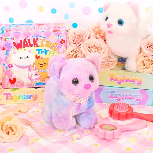 Tagitary Plush Toys Cat for Kids,Interactive Electronic Cat Toys That Can Move,Meow and Wag Tail,Stuffed Toys for Kids with Leash,Easter Christmas Birthday Gift for Toddlers Kids - Image 3