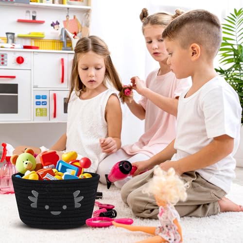 Image of Small Storage Basket for Nursery, Cute Baby Cotton Rope Basket, Animal Storage Bins, Axolotl Decor Towel Decor Storage Cat Dog Bins, 8.6 inch D x 4.9 inch H IN