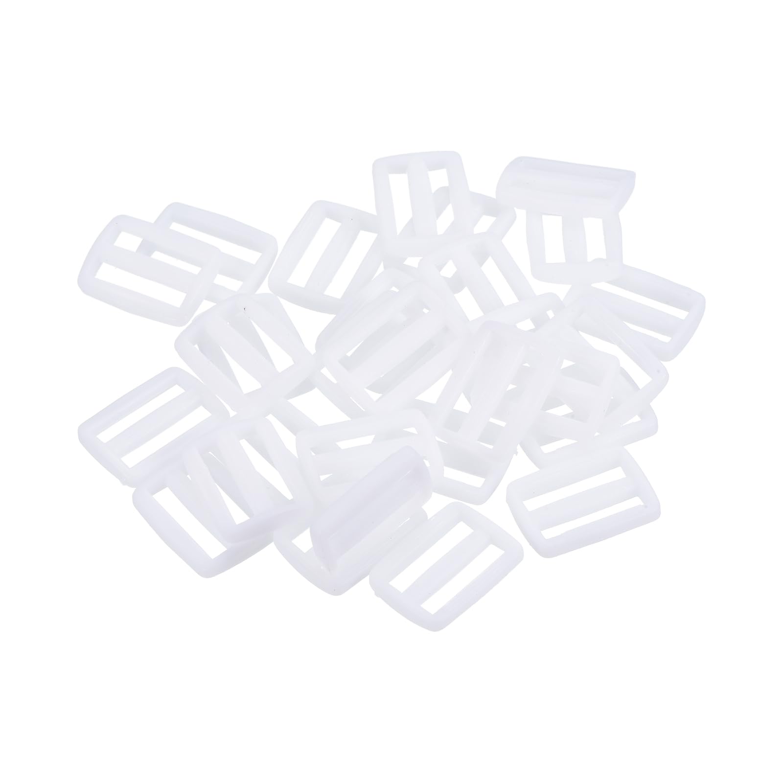 M METERXITY 50 Pack Tri-Glide Slide - Plastic Adjustable Slide Buckles Webbing Fastener, Apply to Purse Belt Strap Hardware (1 Inches, Bright White)