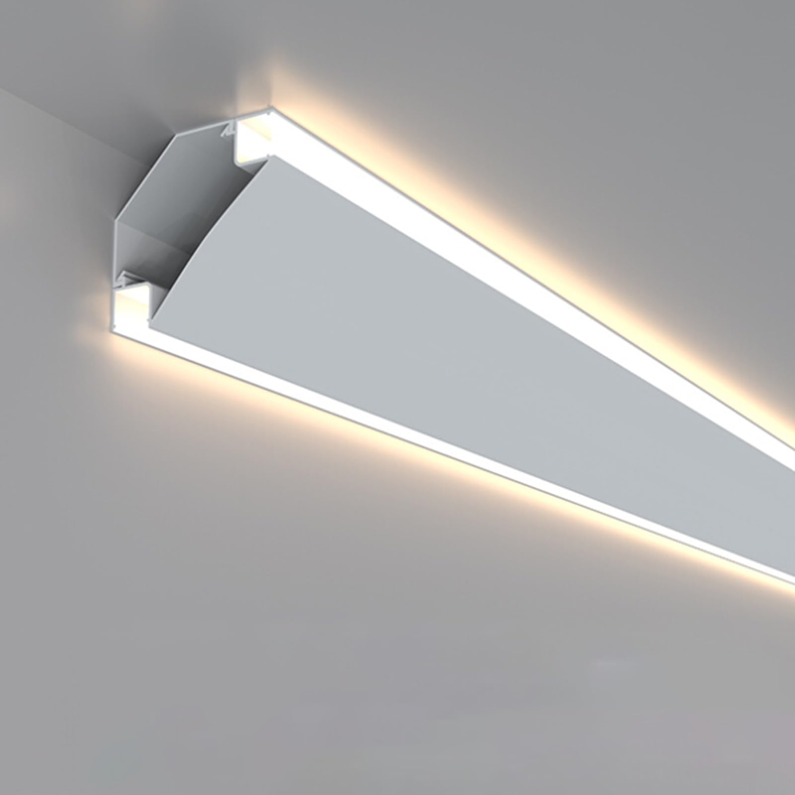 Veletta LED Soffitto Modanatura Controsoffitto Bianca Strisce LED Doppie, Profilo Luce LED Montato in Superficie in Metallo, Profilo Luce Lineare Personalizzabile Lunghezza 1-15m(White Lampshade,13ft/