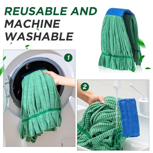 Image of Hushee 20 Pcs Large Microfiber Tube Mop Heads 18 Oz Looped End,Green