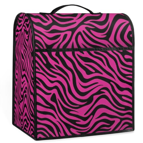Mexpekil Funda para batidora de pie con estampado de cebra rosa intenso, 5-8 cuartos de galón, cubiertas antipolvo para electrodomésticos de cocina, con asa superior y bolsillos, accesorios