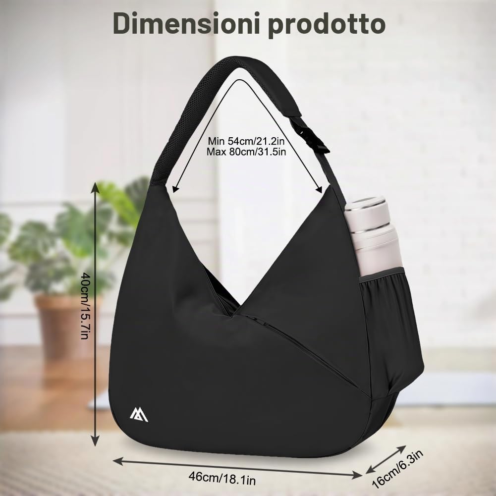 flintronic Borsone Palestra, Impermeabile Borsa da Yoga Fitness, con Scomparto Scarpe e Tasca per Oggetti Bagnati, Grande Capacità Borsone da Viaggio, per Fitness/Sport/Viaggi -Nero