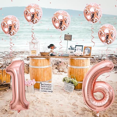 Image of 40 Inch Rose Gold Number 20 Balloons, Foil Self Inflating Giant Helium Number 2 & 0 Balloons with Confetti Balloons for Women Girls 20th 2nd Birthday Party Decor Anniversary Decorations Supplies