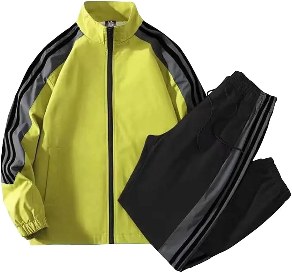 Men's Spring 2 Piece Tracksuit Set Long Sleeve Top Straight Leg Pants Casual Loose Fit Outdoor Sports Outfit