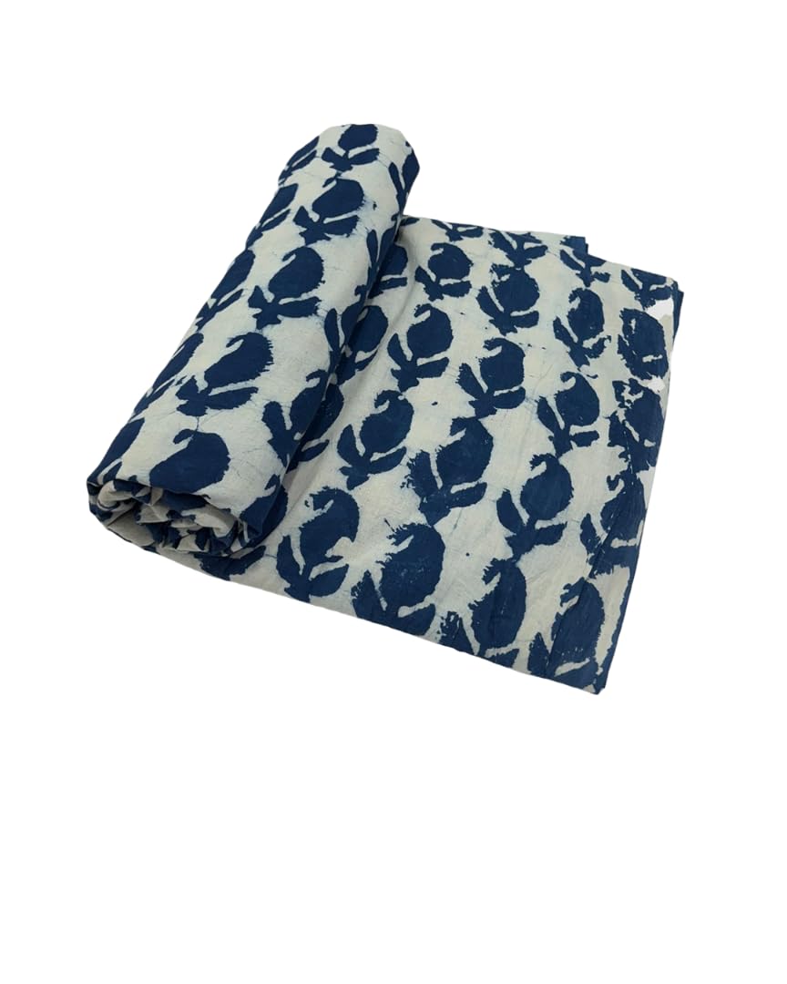 Dabu Print Pure Cotton Fabric for Women | Hand Block Printed Unstitched Dress Material | Soft Breathable Fabric for Kurti, Salwar Suit, Saree, Blouse, Dress, Shirt, kurta-image-30