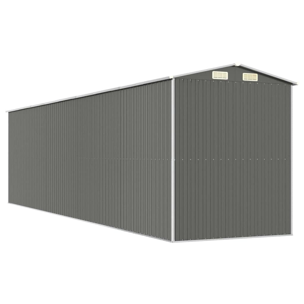Caseta para herramientas, color gris claro, 192 x 772 x 223 cm, de acero galvanizado, resistente a la intemperie y al agua, con puerta con cerradura para almacenamiento seguro en el jardín