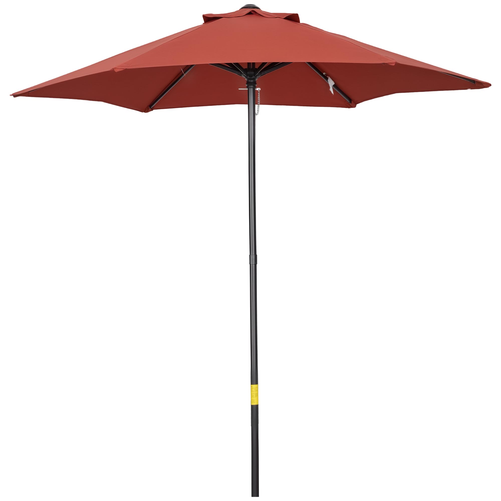 Outsunny 2M Parasol Patio Umbrella, Outdoor Sun Shade With 6 Ribs Wine Red