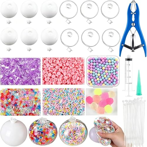 DIY Stress Ball Making Kit Stress Ball Making kit Squishy Maker Kits with TPR Skins Vacuum Tool & Fillers Squishy fillerkit Custom Stresses Balls Craft Kitfor Adults & Teens (#4)
