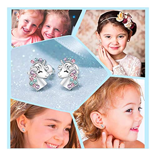 LICHUANUK Einhorn Ohrringe für Mädchen Sterling Silber, Geburtstagsgeschenke für Mädchen Einhorn Schmuck, Geburtstagsgeschenke für Mädchen
