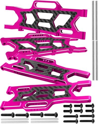 RcarmubWow RC Alloy Suspension Arms Upgrades Part for 1/10 Outcast 4x4 4S V2 BLX,Kraton 4x4 4S V2 BLX,Front Rear A Arms Suspension Arms Hops Up,Replace ARA330711 ARA330710,Pink