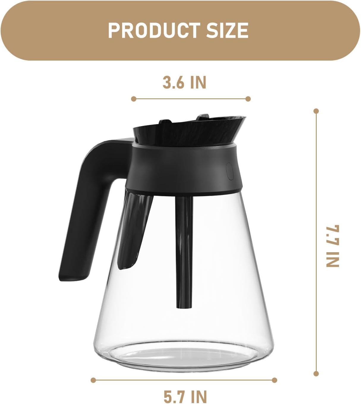 6-Cups Coffee Bar Coffee Maker Carafe Replacement Pot Compatible with Ninja CF080, CF080C, CF080CCO, CF080A, CF080Z, CF080Q, CF080W, CF081, CF081C, CF082 Coffee Maker 1 Pack