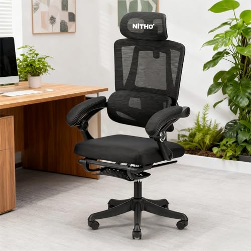 Image of NiTHO MC.II Series Ergonomic Mesh Gaming Office Chair | Lumbar Back Support Computer Chair, Class 3 Gas Lift, Rocking & Height Adjustable Swivel Office Chair for Home Office, Study or Gaming, Black