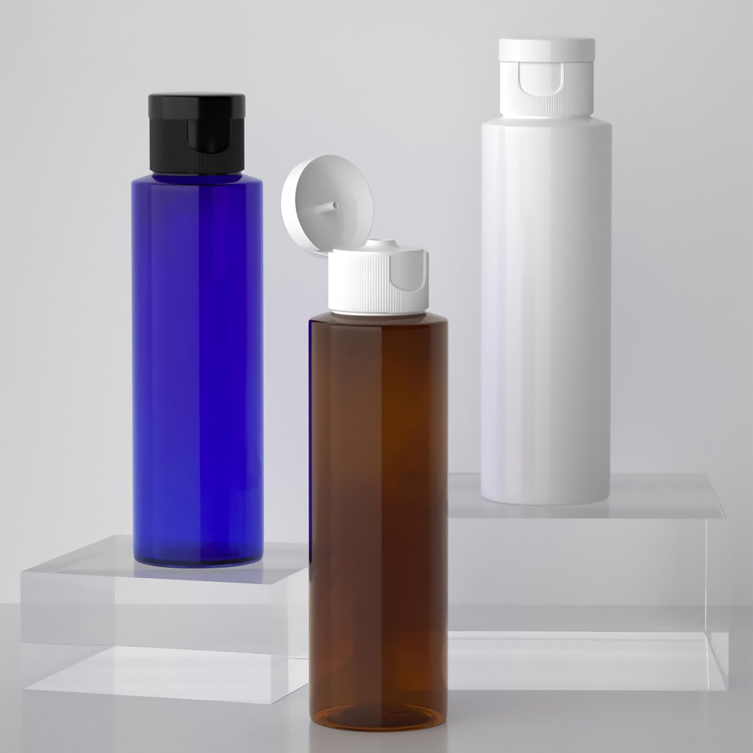 48 Pezzi 100ml flaconi vuoti da Bianco in plastica da viaggio bottiglia di lozione con Tappo Flip Top Trasparente, ricaricabili, per lozione e shampoo Cosmetica Bottiglie Flaconi