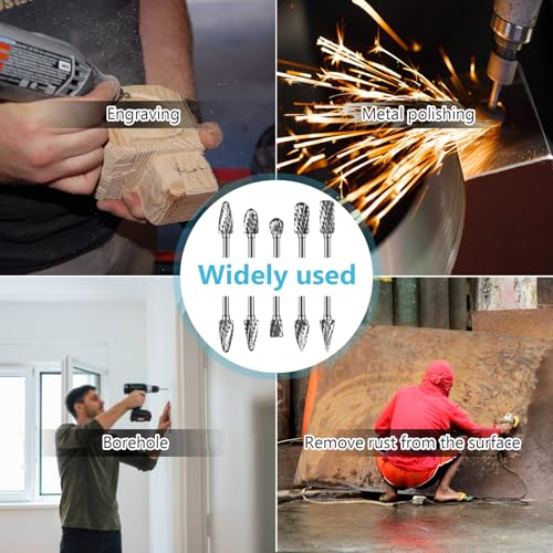 Hartmetall Frässtifte, 10 Stück Doppelschnitt Metallfräser Dremel Schleifaufsätze für Schleifen, Schnitzen, Metallpolieren, Gravieren, Bohren