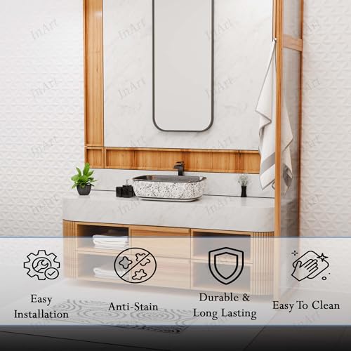 Image of InArt Designer table top wash basin for bathroom /bathroom sink /cabinet wash basin /ceramic basin /counter top basin /vanity washbasin in Rectangle Shape Silver White 45.5 x 32 x 13.5 cm