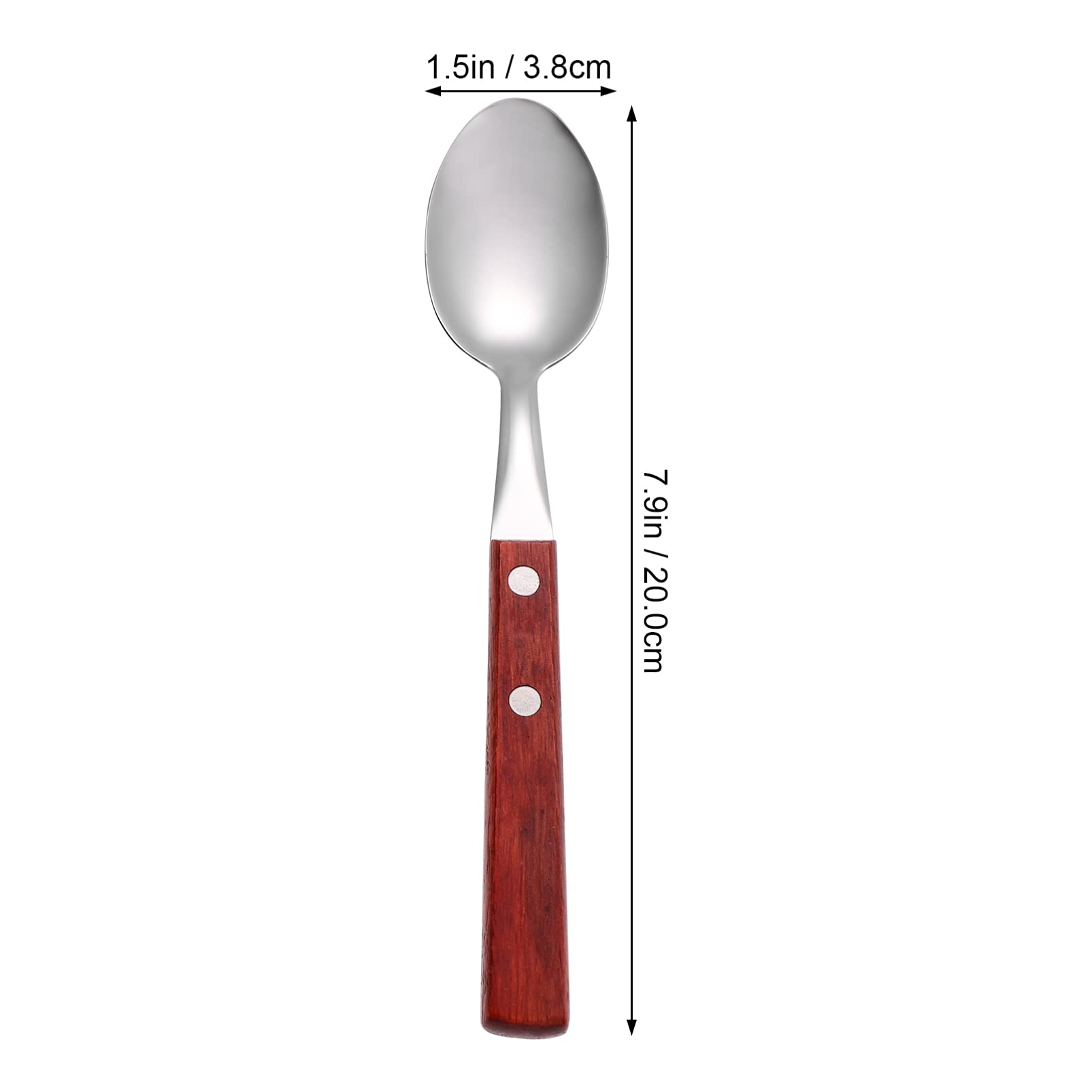 Lot de 5 cuillères à café en acier inoxydable avec poignée en bois pour la maison, la cuisine, le restaurant, l'hôtel