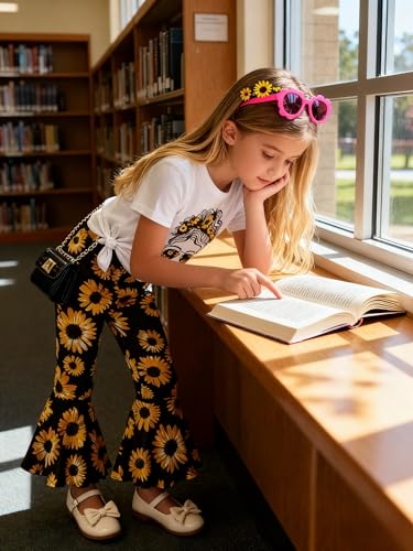 Image of Ayzozuy Kids Toddler Girl Clothes Letter Print Graphic Top + Leopard Print Flare Leg Pants 2PC Summer Clothing Set