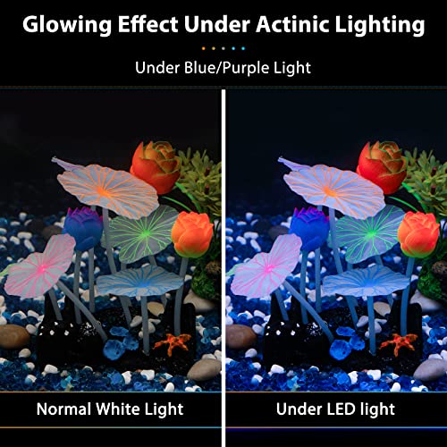 Uniclife Glowing Effect Lotus Ornament Silicone Decor Aquarium Decoration For Fish Tank With Suction Cup #TOP2