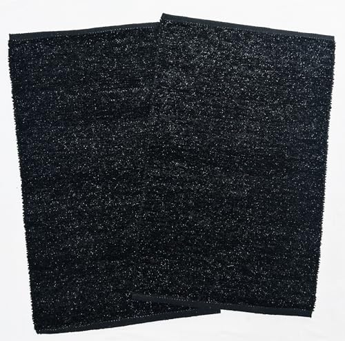 Image of House2Home Feather Cotton Blend Door Mat | 2Pc. Combo | 50x80cm | Side Binding - Available in 8 Colors (Charcoal)