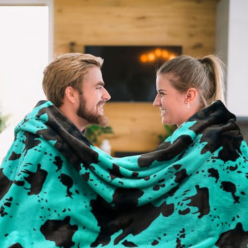 Image of Teal Throw Blanket for Bed King Size, Extra Large Soft Warm Turquoise King Fleece Throw Blanket for Bedroom Livingroom,Cozy Gifts for Women Men 90x108inches