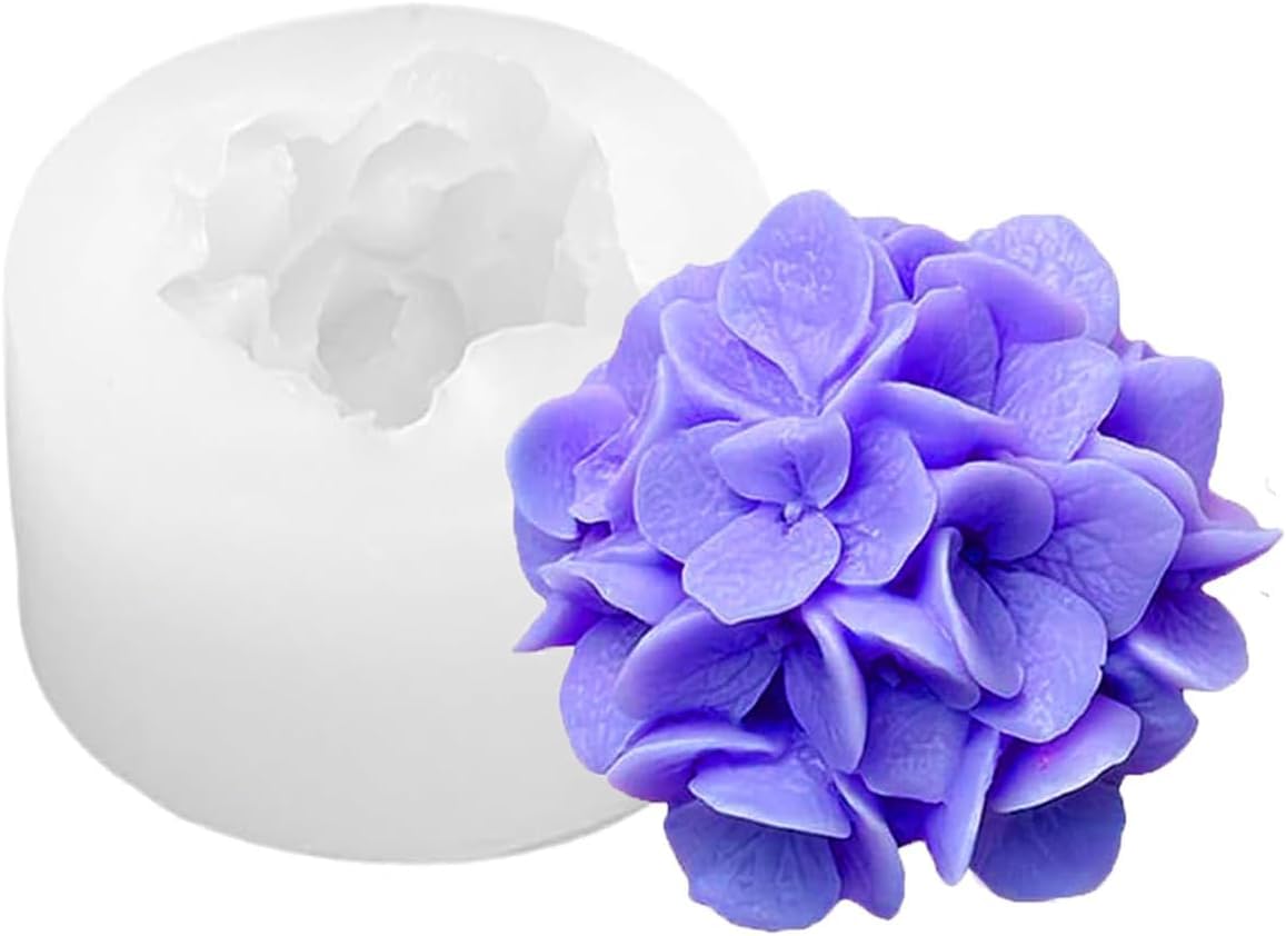 Hydrangea Flower Silicone Candle Mold 3D Flower Molds for Making Scented Candle Wax Melts Aromatherapy Chocolate Candy Cake Decoration Cupcake Resin Crafts Home Decor Party Gifts Soap Making-image-3