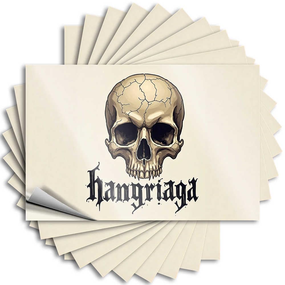 Room Decorations Aesthetic Adult Bumper - Skull Design with Gothic Text 'hangriaga' Tumbler Waterproof Vinyl Sticker(12X18CM)