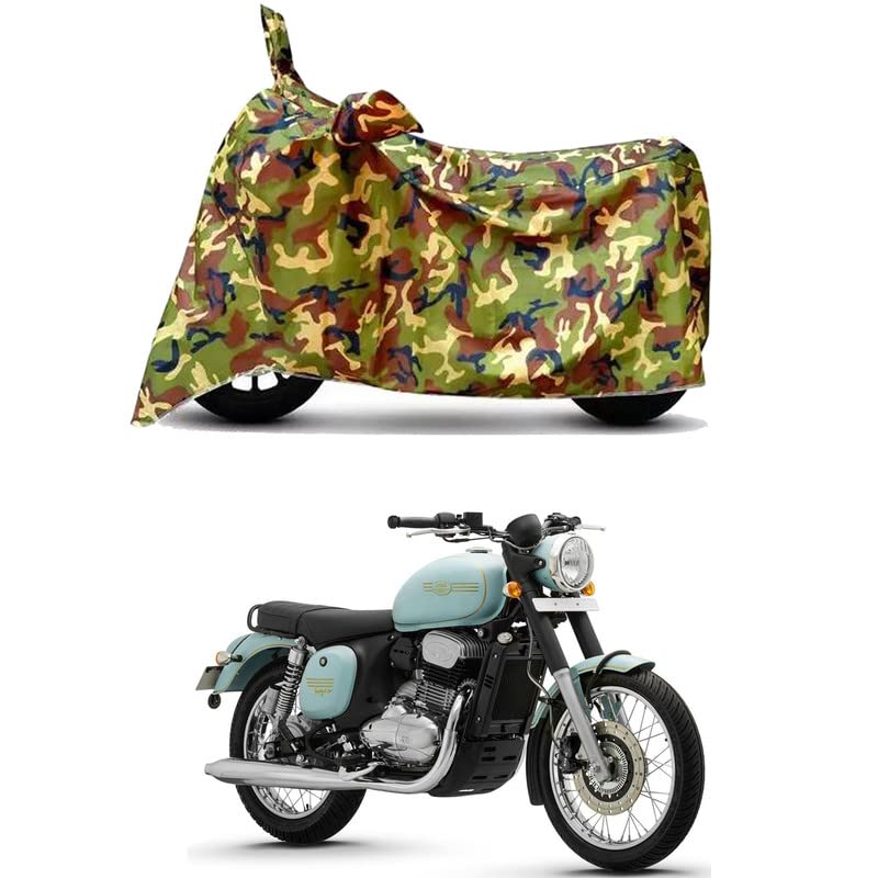 Image of Waterproof 100% PVC Coated Bike Scooty Two Wheeler Body Cover Compatible for Jawa Forty Two Halleys /UV-Rays /Heat Protection /Birds Dropping /Scratchproof /Dust Proof [6X6 Jungle Print]