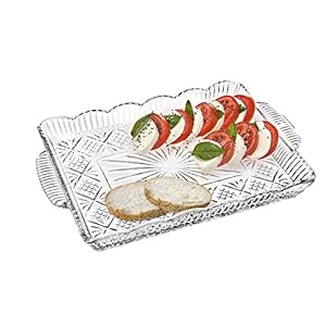 Godinger Dublin Crystal Rectangular Serving Tray, Clear, 16×1.75×11