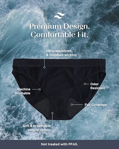 saalt Reusable Period Underwear - Comfortable, Thin, and Keeps You Dry from All Leaks (Cotton, Bikini)4