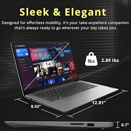 Image of Laptop Computer for Student Home Study, Office 365, Intel Processor, (4GB RAM, 128GB Storage, 500GB External HDD), Portable Design, Long Battery Life & Fast Charging, 14 inch Display, Windows 11 Home