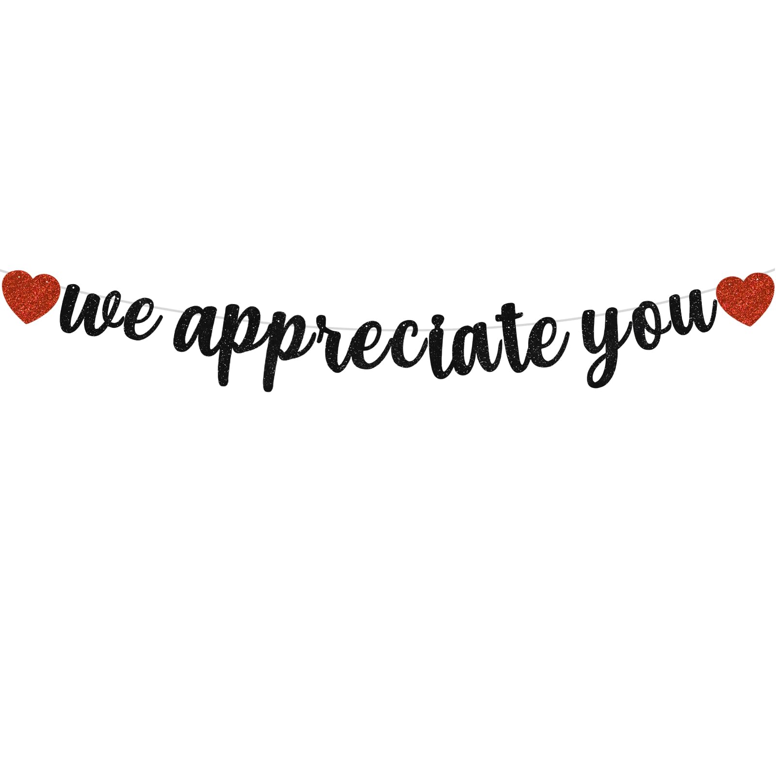 BEISHIDA Black We Appreciate You Banner, No DIY, Employee Appreciation for Office Party Decorations, Thank You for Employee Teacher Doctor Nurse Staff