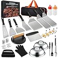 GrillChef 35PCS Griddle Accessories Kit, Grill Utensils Tools for Outdoor Camping Barbecue, Stainless Steel Spatula Set with Burger Press, Basting Cover & Glove in Carrying Bag, Grilling Gift Men