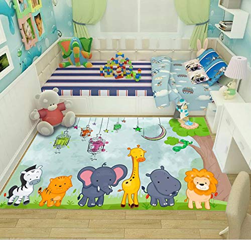 QNYH Alfombra para niños de Dibujos Animados zoológico Elefante leó
