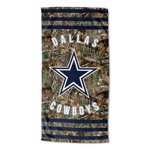 Image of Northwest NFL Dallas Cowboys Unisex-Adult Beach Towel, 30 inch x 60 inch, Realtree Camo Stripes