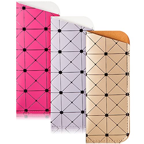 Image of TRIUMPH VISION 3 Pack Reading Glasses Pouch Soft Case Eyeglass Sleeve Slim | Alternative to Bulky Case in bag, Lightweight Lined Padded Protect Optical lens Slip in, Cute Pattern Portable for Daily Use