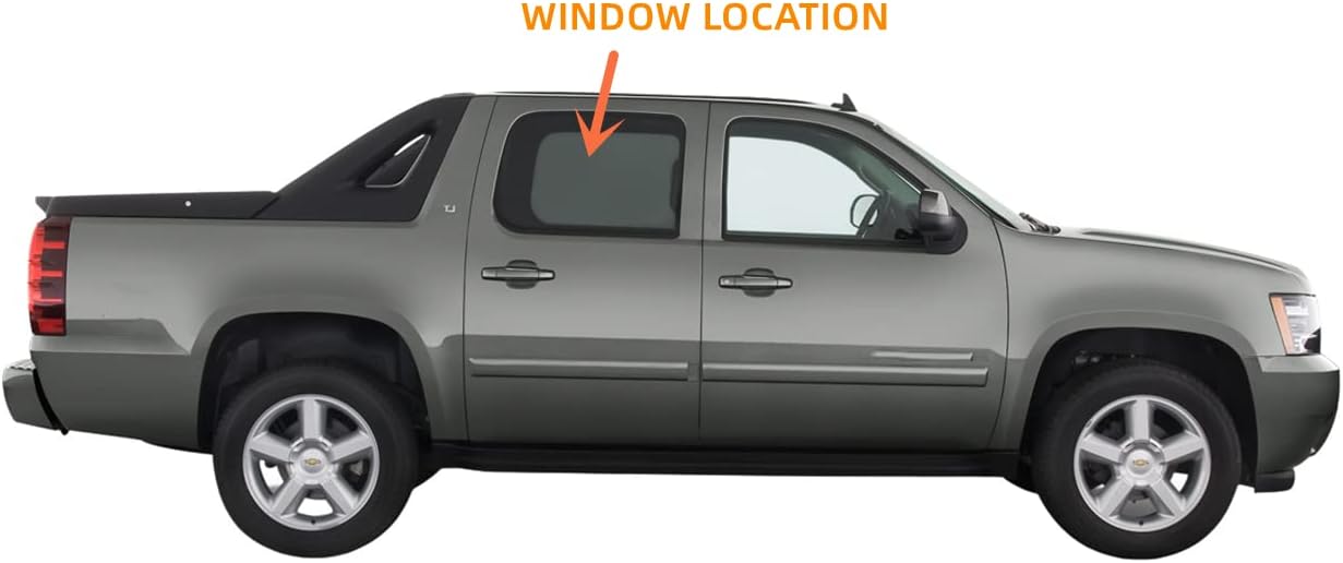 Passenger/Right Side Rear Door Window Glass Replacement for Chevrolet Silverado 1500 / Avalanche 2007-2013 , Silverado 2500 3500 / Suburban 2007-2014 4 Door Models